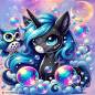 Preview: Michaela Klimes, Bubble Unicorn, 50x50cm, 50 Farben inkl. AB & Feensteine, eckige Steine, Vollbild
