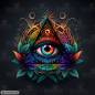 Preview: Midjourney A.i Art - Auge Illuminati, 65x65cm, 39 Farben, runde Steine, Vollbild