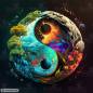 Preview: Midjourney A.i Art - Yin & Yang, 70x70cm, 50 Farben, runde Steine, Vollbild