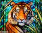 Preview: Diamond Painting Bild, Glastiger, 90x70cm, 70 Farben, runde Strass-Steine, Vollbild