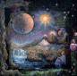 Preview: Josephine Wall, Doorway To The Stars, 95x95cm, 160 Colours, Round Stones, Full Image