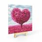 Preview: Diamond Painting picture stretched on a wooden stretcher, red heart tree, square diamonds, approx. 20x20cm, full picture
