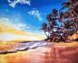Preview: Diamond Painting Bild, Tropenstrand, 100x75cm, 55 Farben, runde Steine, Vollbild