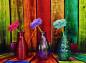 Preview: Diamond Painting Bild, Farbenfrohe Vasen, eckige Steinchen, 60 Farben inkl. 5 AB, 50x70cm, Vollbild