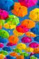 Preview: Diamond Painting Bild, bunte Schirme, eckige Steinchen, 60x90cm, 70 inkl. 6 AB Farben, Vollbild