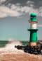 Preview: Diamond Painting Bild, Leuchtturm Warnemünde, runde Steinchen, 60x85cm, 55 Farben, Vollbild