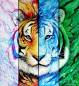 Preview: Jonna Hyttinen, Element Tiger, 4-Teiler, runde Steinchen, 4x 30x140cm, 150 Farben, Vollbild