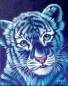 Preview: Vorlage (ohne Steine) Schim Schimmel, Blue little Tiger, 60x75cm, 45 Farben, für runde Steine, Vollbild