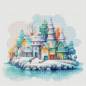 Preview: Diamond Painting Bild, Winter Village, runde Steinchen, 60x60cm, 45 Farben, Vollbild