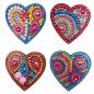 Preview: Set, bestehend aus 4 Magneten, Motiv Herzen, Painting-Set komplett mit Strass Steinchen