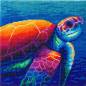 Preview: Diamond Painting picture stretched on a wooden stretcher, Sea Turtle, round diamonds, approx. 30x30cm, full picture