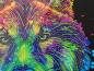 Preview: Diamond Painting Bild auf Keilrahmen gespannt, Colourful Wolf, runde Strass-Diamanten, ca. 30x30cm, Teilbild