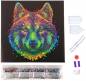 Preview: Diamond Painting Bild auf Keilrahmen gespannt, Colourful Wolf, runde Strass-Diamanten, ca. 30x30cm, Teilbild