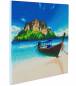 Preview: Crystal Art Kit, auf Keilrahmen gespannt, Beach Boat, runde Steine, ca. 50x40cm, Vollbild