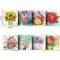 Preview: Grußkarten-Set mit 8 Motiven, Blumen, Painting-Set komplett mit runden Steinchen