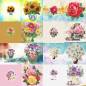 Preview: Grußkarten-Set mit 8 Motiven, Blumen, Painting-Set komplett mit runden Steinchen