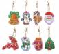 Preview: Schlüsselanhänger-Set, bestehend aus 16 Anhängern, Motiv Weihnachten, Painting-Set komplett mit Strass Steinchen