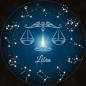 Preview: Zodiac sign Libra, Glow in the dark - night glow, round stones, 60x60cm, 45 colours, full picture