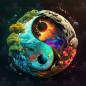 Preview: Midjourney A.i Art - Yin & Yang, 70x70cm, 50 Farben, eckige Steine, Vollbild