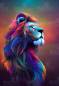 Preview: Diamond Painting picture, colourful lion, round stones, 60x90cm, 70 colours, full picture