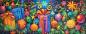 Preview: Diamond Painting picture, Christmas motif gifts, 80x30cm, 45 colours, square stones, full picture