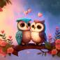 Preview: Diamond Painting picture, pair of owls, round stones, 50x50cm, 59 colours, 3 AB, full picture