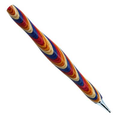 Wooden pen for Diamond Painting, curved, Blue, with metal tip & multiple attachment