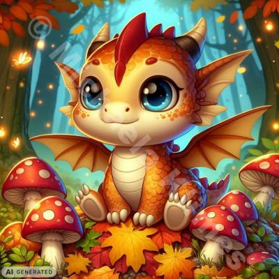 Michaela Klimes, autumn dragon, 50x50cm, 61 Colors incl. AB & Fairy Stones, square Stones, Full Picture