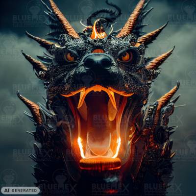 Midjourney A.i Art - Dragon, 70x70cm, 50 Farben, eckige Steine, Vollbild