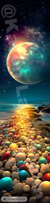 Karen Landsmann, Moonlight Path, 40x159cm, 120 Farben, runde Steine, Vollbild