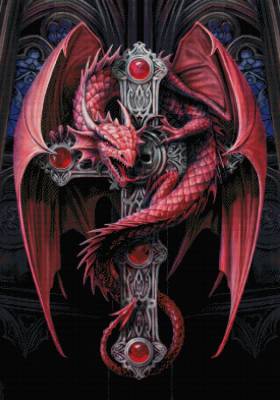 Anne Stokes, Gothic Guardian, 70x100cm, 70 Farben, runde Steine, Vollbild