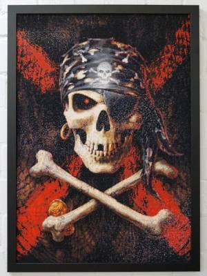 Anne Stokes, Pirate Skull, 60x85cm, 60 Farben, eckige Steine, Vollbild