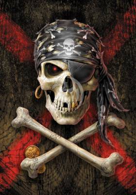 Anne Stoakes, Pirate Skull, 60x85cm, 60 colours, round stones, full image