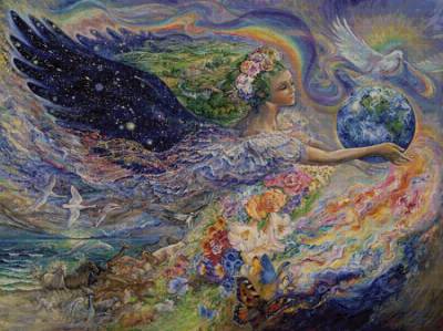 Josephine Wall, Earth Angel, 100x75cm, 250 Farben, eckige Steine, Vollbild