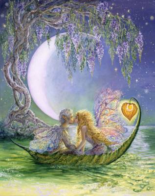 Josephine Wall, Wisteria Moon, Approx. 100x80cm, 240 Colours, Round Stones, Full Image