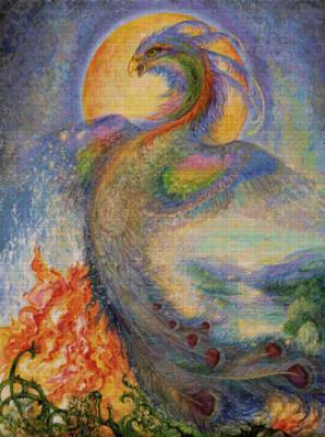 Josephine Wall, The Phoenix, 90x67cm, 250 Farben, eckige Steine, Vollbild