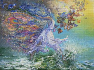 Josephine Wall, Joie de Vivre, 90x67cm, 220 Farben, eckige Steine, Vollbild