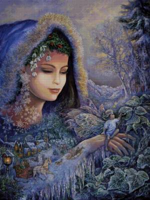 Josephine Wall, Spirit of Winter, 120x90, 165 Farben, eckige Steine, Vollbild