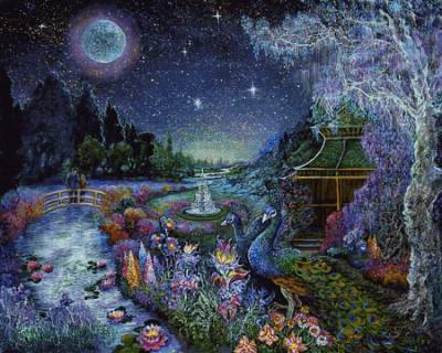 Josephine Wall, Halcyon Nights, 100x80cm, 200 Farben, eckige Steine, Vollbild
