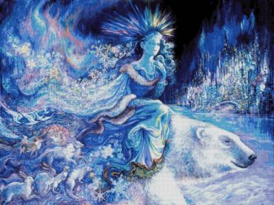 Josephine Wall, Polar Princess, 129x96cm, 130 Farben, runde Steine, Vollbild