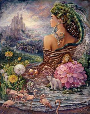 Josephine Wall, The Untold Story, 112x88cm, 225 Colours, round Stones, Full Image