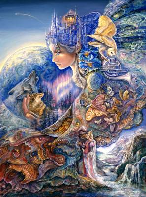 Josephine Wall, Once in a Blue Moon, 112x83cm, 275 Colours, round Stones, Full Image