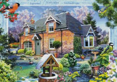 Howard Robinson, Snowdrop Cottage, 70x100cm, 70 Farben, runden Steine, Vollbild