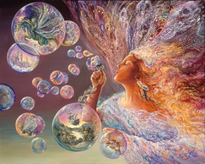 Josephine Wall, Bubble Flower, Approx. 100x80cm, 225 Colours, Round Stones, Full Image