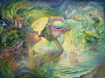 Josephine Wall, Call Of The Sea, Approx. 100x75cm, 225 Colours, Round Stones, Full Image