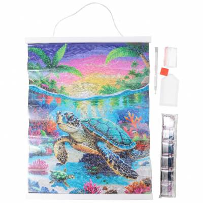 Diamond Painting Bild, Tropical Turtle, runde Diamanten, ca. 40x50cm, Teilbild