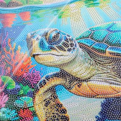 Preview: Diamond Painting Bild, Tropical Turtle, runde Diamanten, ca. 40x50cm, Teilbild
