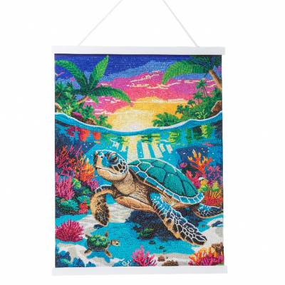Diamond Painting Bild, Tropical Turtle, runde Diamanten, ca. 40x50cm, Teilbild