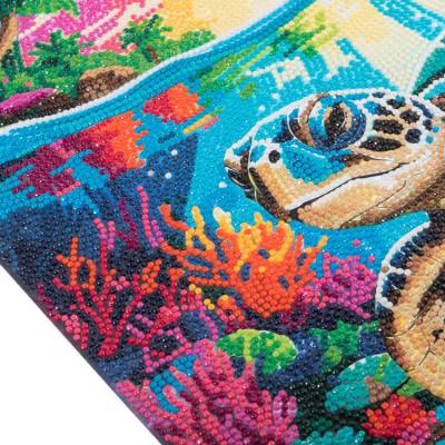 Preview: Diamond Painting picture, Tropical Turtle, round diamonds, approx. 40x50cm, partial picture