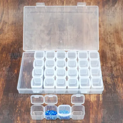 Sortierbox mit 28 Fächern, aufgeteilt in 7 Reihen mit 4 Boxen fest verschließbare Deckel